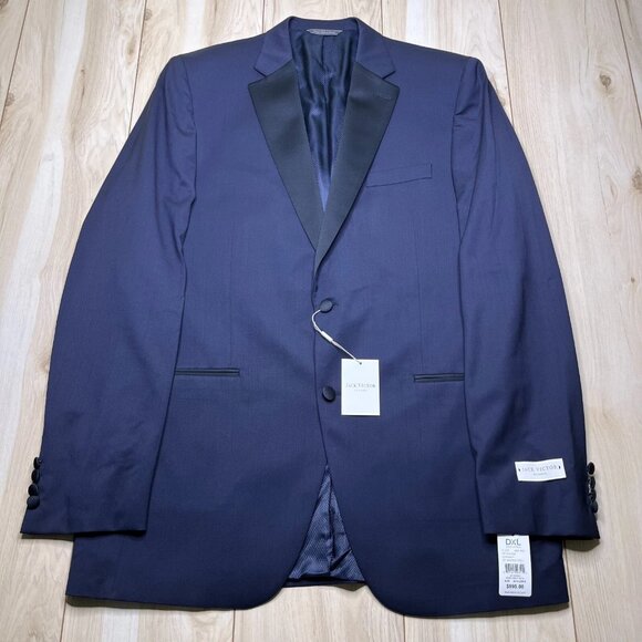 Jack Victor Men's Navy Blue Notch Lapel Two-Button Classic Blazer Jacket Size 44 - Picture 1 of 16